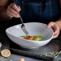 White irregular ceramic bowl Ramen salad Creative bowl  BA2272